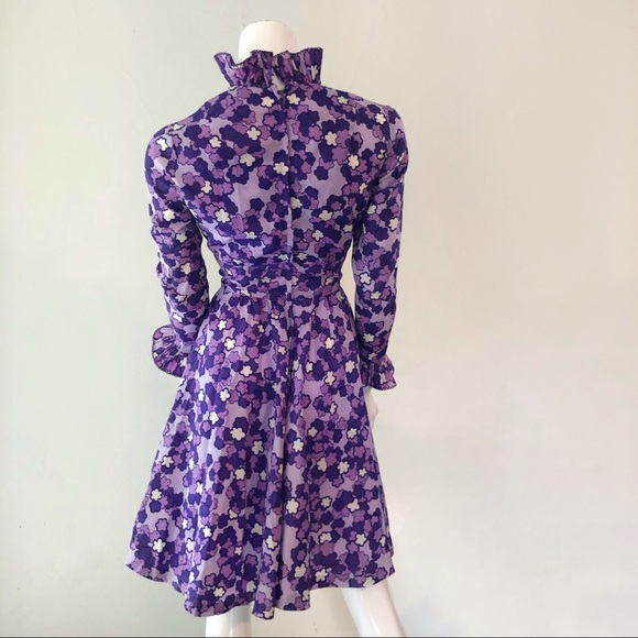 SOLD • VTG 70’s Fred Rothschild Purple Dress - Picture 4 of 4